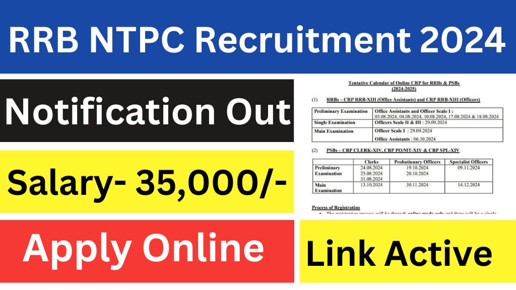 RRB NTPC 2024 Notification, Exam Date, Online Form, Selection Process,Salary